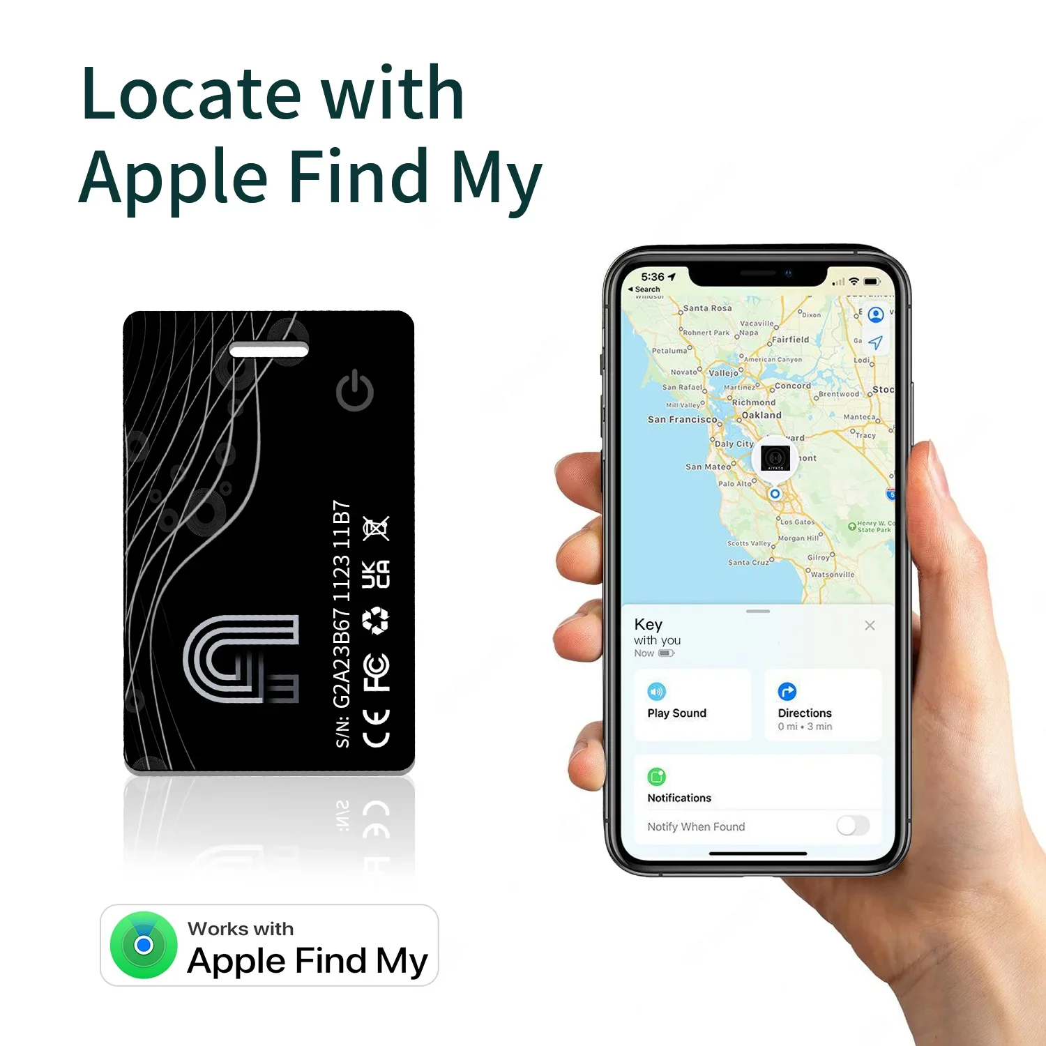 Anti Lost Tracker GPS Locator Key Finder Anti Lose Tracker Item Locator Key Chain Locator Anti Lost Locator Tracker Card with Find My for Apple Tag Ultra Thin Support Wireless Charging IOS System Free APP GPS Locator Wallet Key Bag Pet
