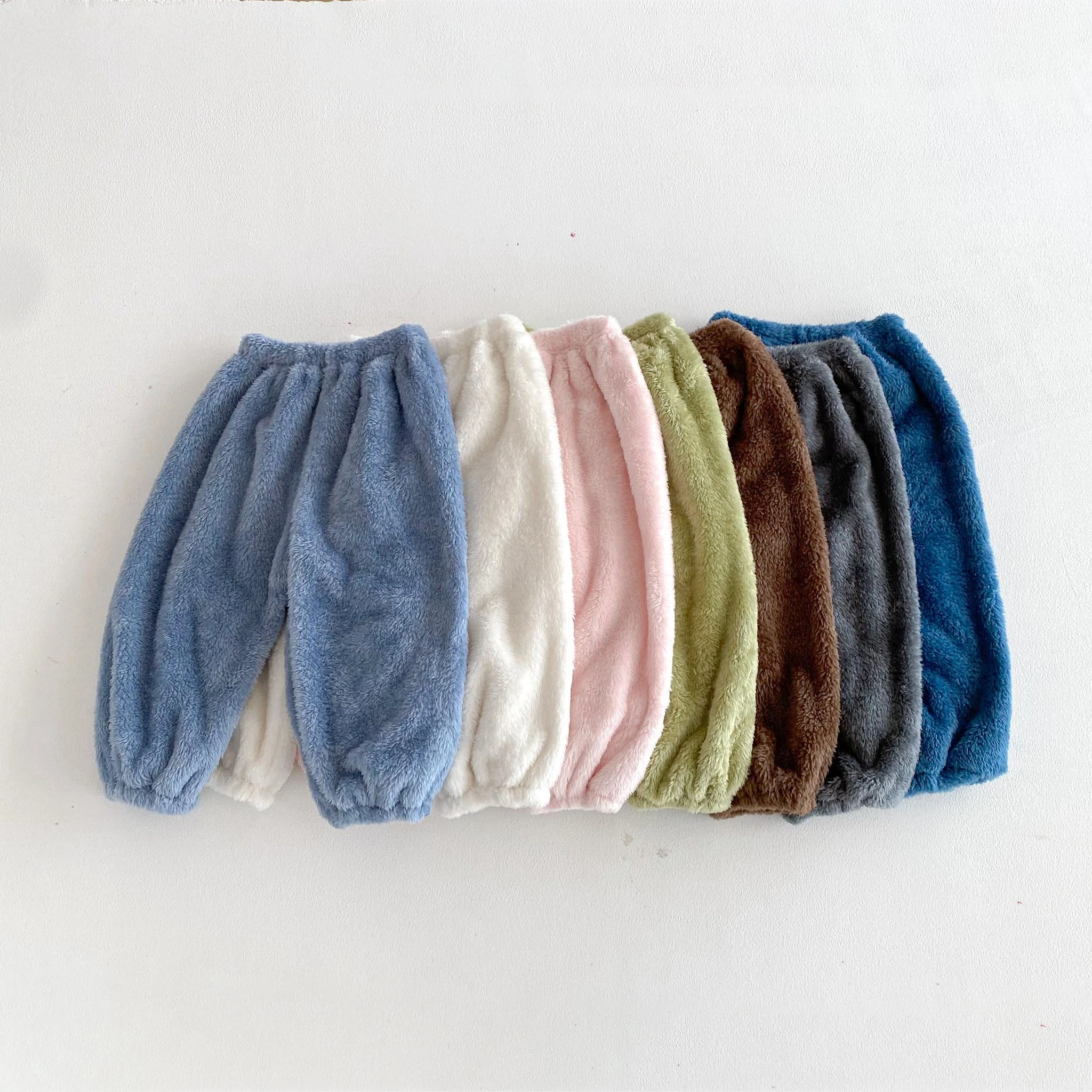 طفل الكورية نمط العصرية أفخم السراويل الشتاء الدافئة الصوف السراويل للجنسين بنين بنات موضة ملابس منزلية غير رسمية في الهواء الطلق بانت شعبية