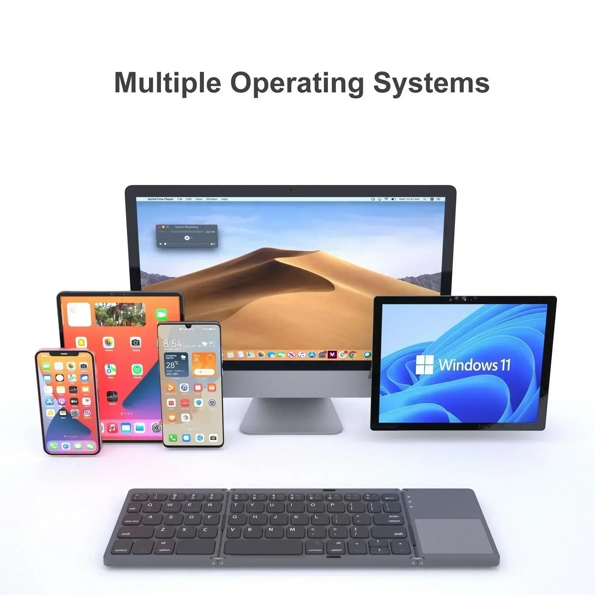 STONEGO 2-fold / 3-fold Ultra-thin Wireless Keyboard with Touchpad Bluetooth Keyboard Tablet PC Mobile Phone Mini