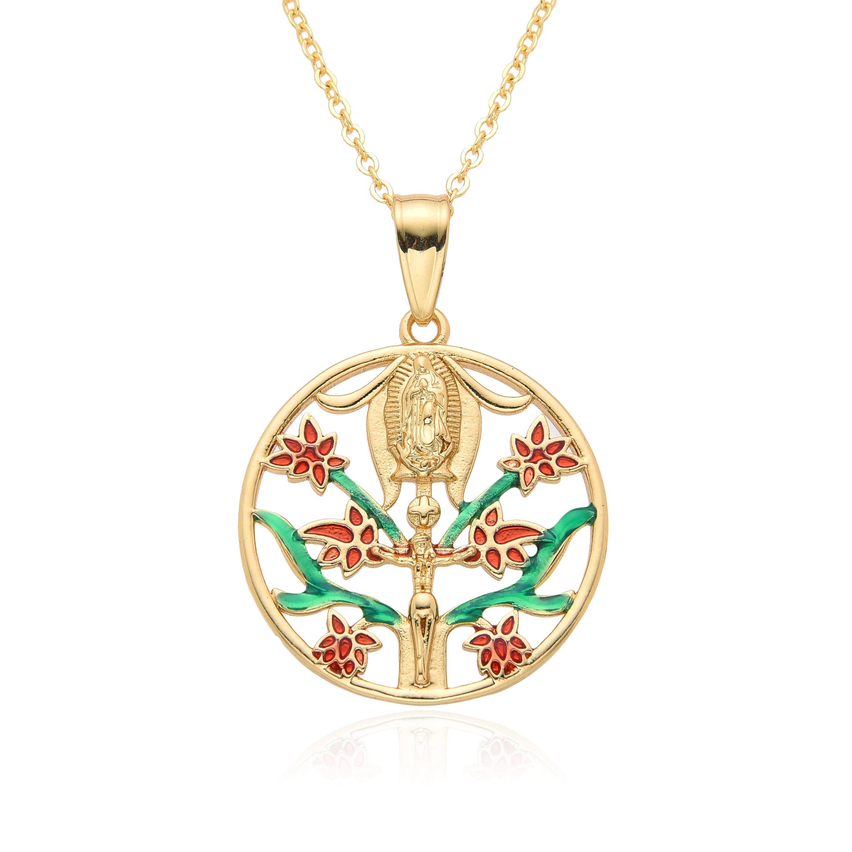 Новый Винтаж Y2k Золотой Цвет Овальные Геометрические Иисус Гваделупе Мария Дева Будда Шармы Инкрустированные Циркон Ожерелье для Женщин Мужчин Европа Америка CZ Чокер Подвеска для Ювелирных Изделий DIY Аксессуары