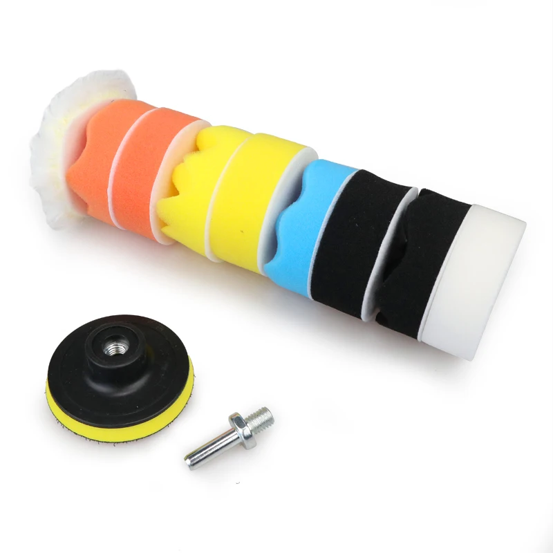 7/11/pcs set 3inches Drill Brush Kit Foam Disc Wool Pad for Polishing Buffing Waxing Sponge Wheel Cleaning Hand Tool 4