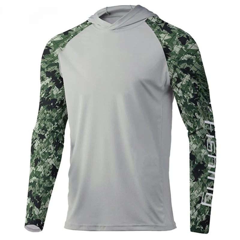 Men's Hooded Fishing Shirt Long Sleeve Sun Protection Shirts Breathable Fishing Clothing Gear New