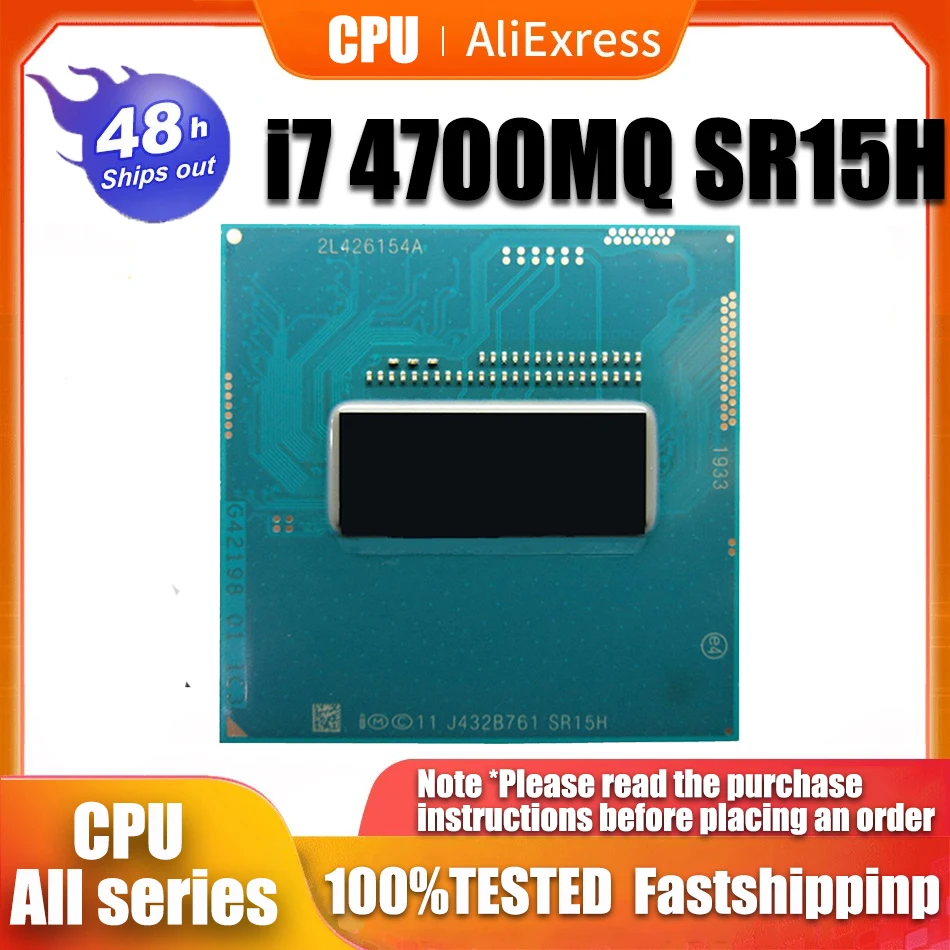 

Core I7-4700MQ SR15H CPU I7 4700MQ CPU Процессор 6M 47W Socket G3 / rPGA946B