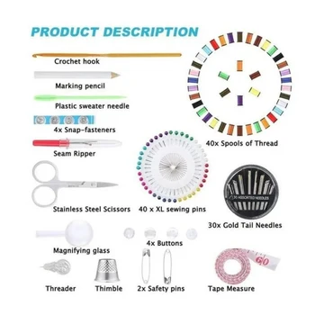 128Pcs Sewing Kit with Multi-function Tools 4