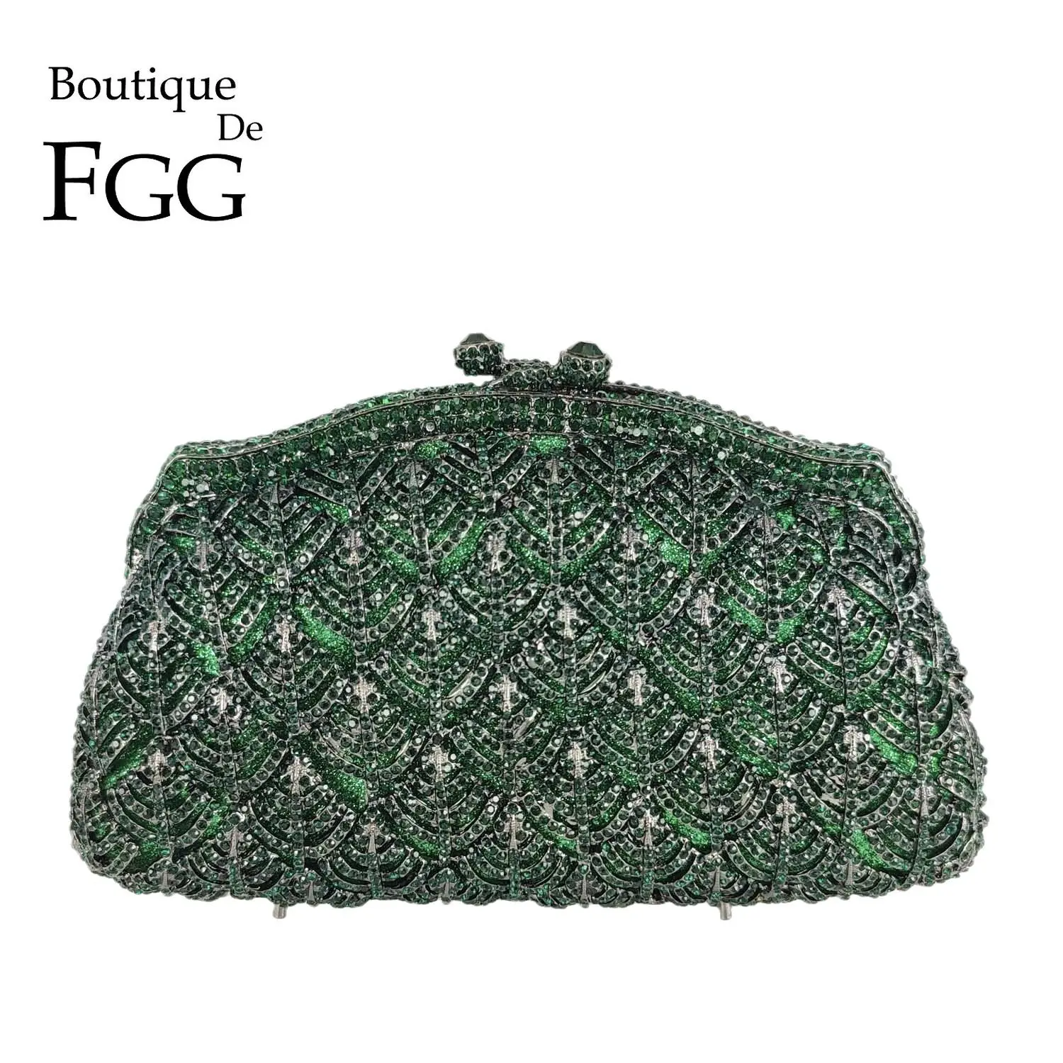 Boutique De FGG Round Shape Rose Flower Crystal Clutch Purses For Women