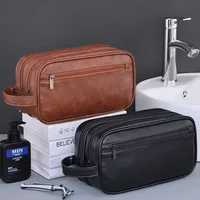 Toiletry Bag for Men PU Leather Travel Wash Organizer Dopp Kit Water-resistant Shaving Bag for Toiletries Accessories 1