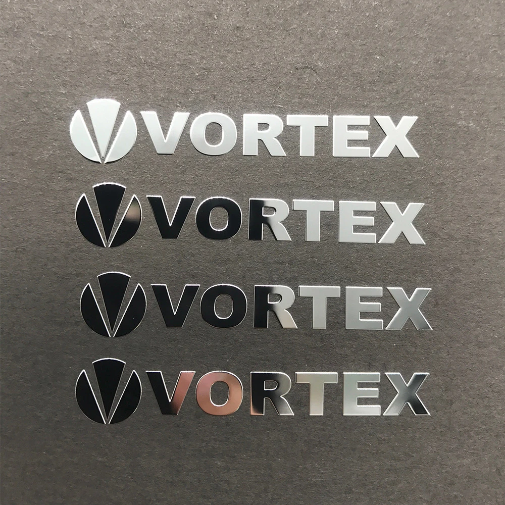custom silver transfer 3D sticker metal logo DIY personalized label decal  waterproof name self-adhesive brand holograph foil UV