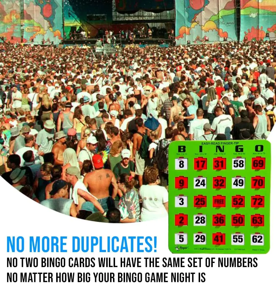 Bingo Shutter Slide Bingo Cards Only 8&rdquo; x 9&rdquo;-5-Ply Green Cardstock Easy to Read No Duplicates Red Sliding Windows