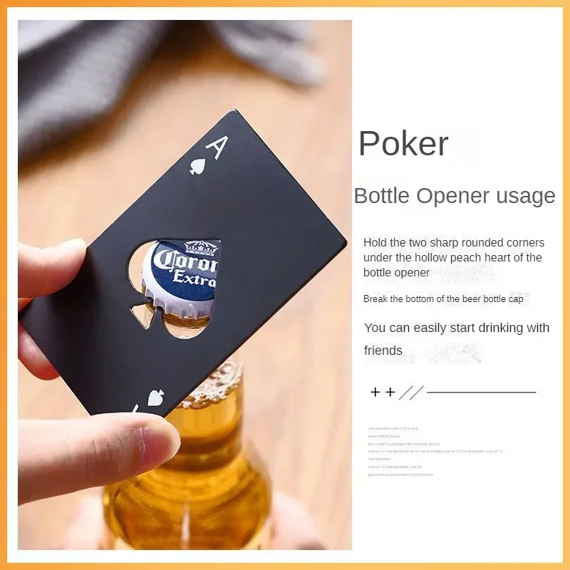 Creative Poker Card Bottle Opener Multi Gadget Stainless Steel Ace Of Spades Edc Pocket Beer Opener Tool Party Supplies 20PCS