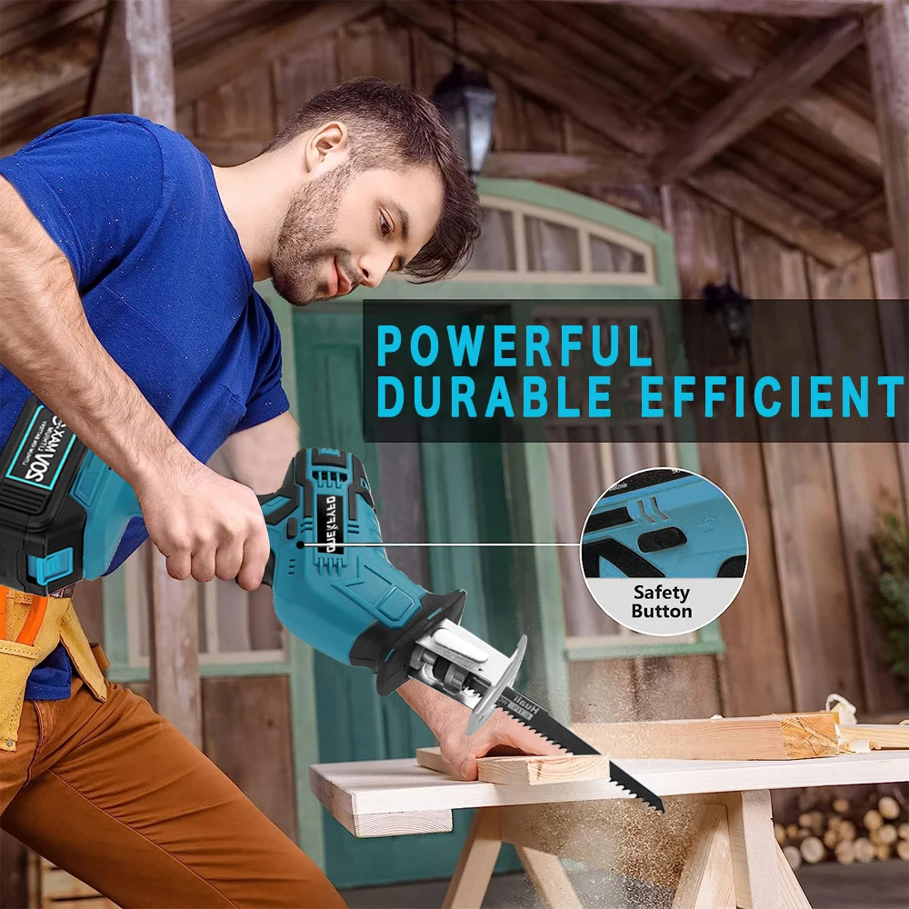 Cordless Reciprocating Saw Adjustable Speed Chainsaw Wood Metal PVC Pipe Cutting Bandsaw Power Tool for Makita 18V Battery 2