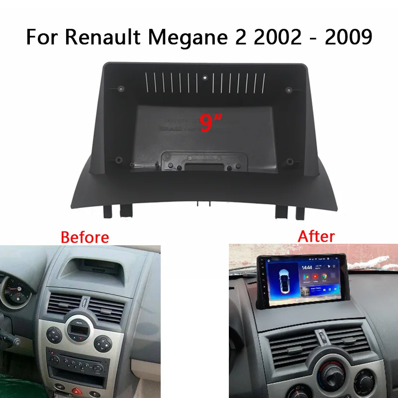 Radio de coche de 9 pulgadas para coche RENAULT Megane 2, 2002, 2003, 2004,  2005, 2006, 2007-2009, Kit de tablero, marco de estéreo para coche, placa  frontal de Panel biselado - AliExpress