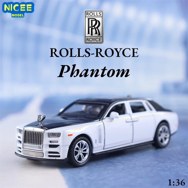 1:36 Rolls-Royce Phantom Sedan Car Simulation Diecast Metal Alloy Model Car Sound Light Pull Back Collection Kids Toy Gif569
