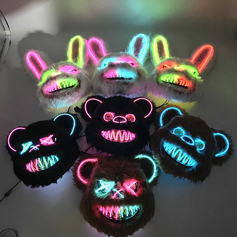 Masque Lapin Sanglant Effrayant Halloween - Masque De Lapin Poilu Horrifique Pour Adultes Et Enfants, Cosplay Fête