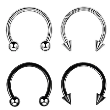 1/5/Pack Stainless Steel Septum Piercing Nose Ring Cartilage Horseshoe Earrings For Women Men Body Jewelry Punk Accessories 1