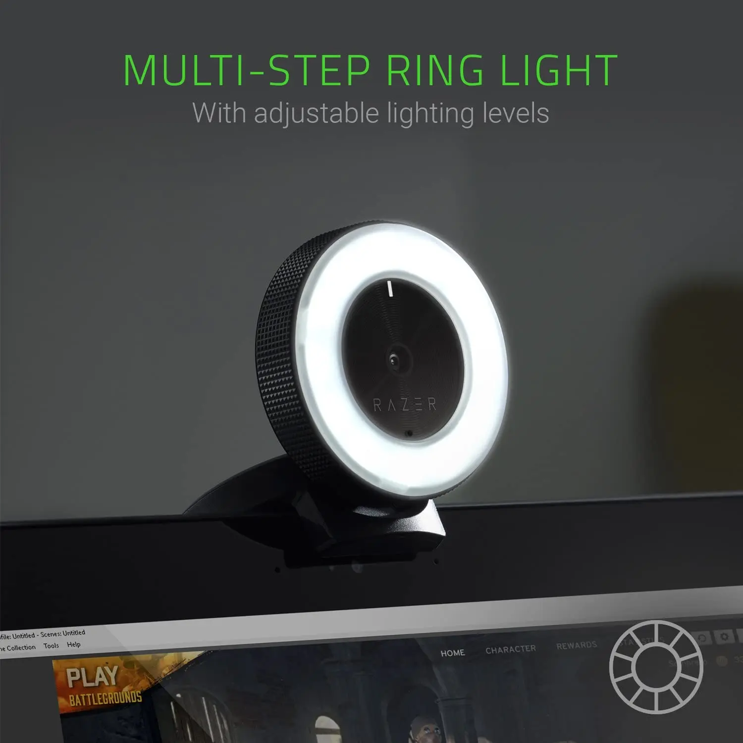 Razer Kiyo Streaming Webcam: Full HD 1080p 30 FPS  Ring Light w/Adjustable Brightness - Built-in Microphone Autofocus 3