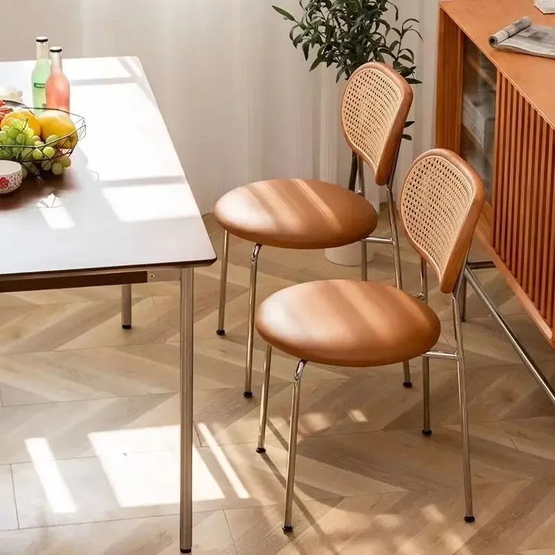 

Backrest Stools Dining Chairs Makeup Balcony Study Bedroom Dining Chairs Wood Rattan Medieval Silla Comedor Furniture QF50DC