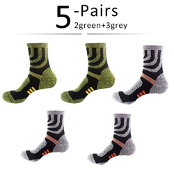 5 Pairs Colorful Compression Sport Socks with Coolmax Technology (3grey2green)