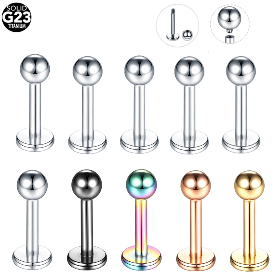 Stachelkleid Piercing Labret En Titane Avec Zircone Opale Push-in - 6