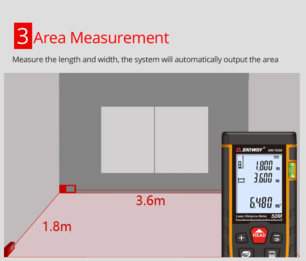 SNDWAY 50M 70m 100m 120m Laser distance meter/laser range finder measure tape la