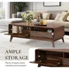 Coffee Table with Storage, 47" Mid Century Modern Coffee Table, Live Edge Coffee Tables for Living Room, Wooden Center Table 4