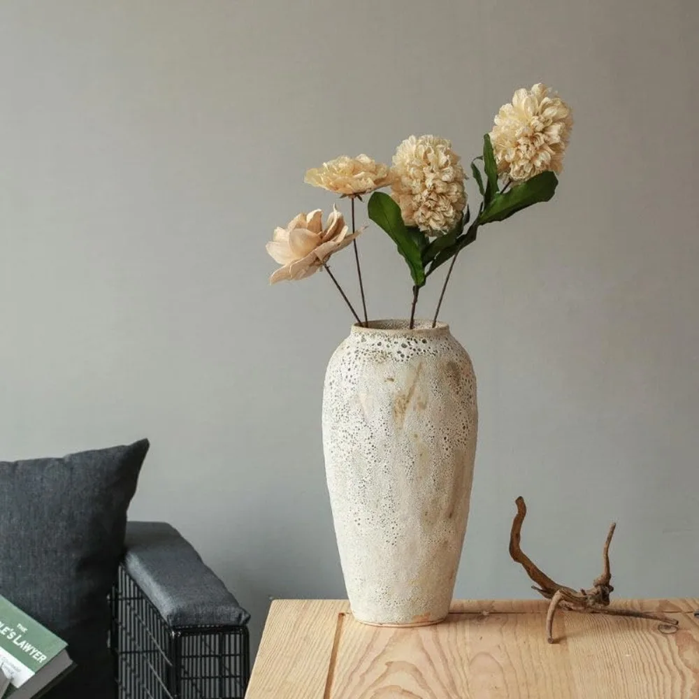 Ceramic Vase,Farmhouse Tall Vase,Rustic Home Deco Pottery, Minimalist Nordic Boho Style for Living Room,Pampas Grass,Enterway - Image 5