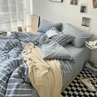 Stripe Bedding Comforter Set with Pillowcase bed sheet Single Full Size Bed Linen Duvet Cover Set Queen/King Double Single Bed 5