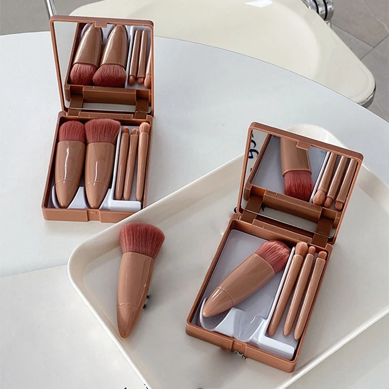 Mini 5 Makeup Brushes Multifunctional Makeup Brush With Mirror Powder Brush Eye Shadow Brush Blending Brush 2