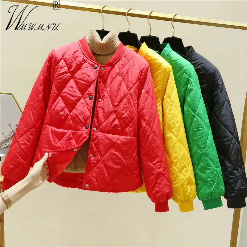 Winter Lightweight Short Quilted Jacket Women Candy Colors Bomber Down Coat Korean Fashion Cotton Parkas Casual Padded Chaquetas