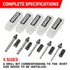 HIFESON Blind Rivets Drill Remover Rivet Removal Tool 1/4 Electric Drill Adapter Rivets Puller for 3.2mm 4.0mm 5.0mm 6.0mm 6.4mm 5