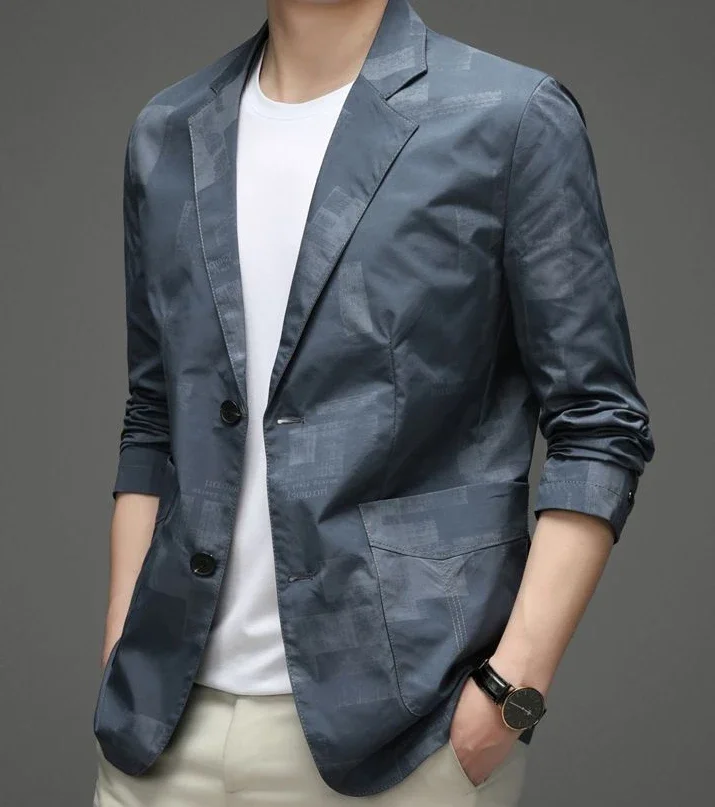 Description Picture 5 of itemBlack Jacket for Men Single Breasted Man Suits and Blazers Thin Slim Fit Coats Summer Luxury Designer Clothing Classic Simple