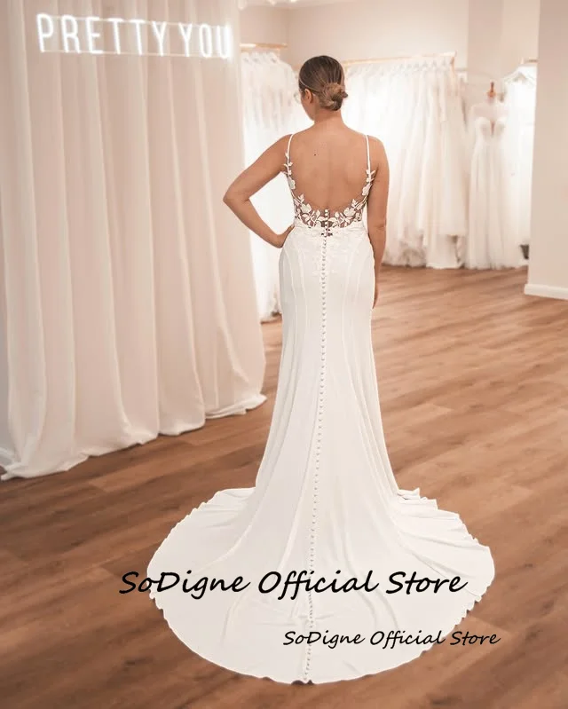 SoDigne Mermaid Satin Appliques Wedding Dresses V Neck Sleeveless Bridal Dress Long Wedding Gown Robe De Mairee Customized 13 Sca708faaefc14d8d910530310a1dabd0f