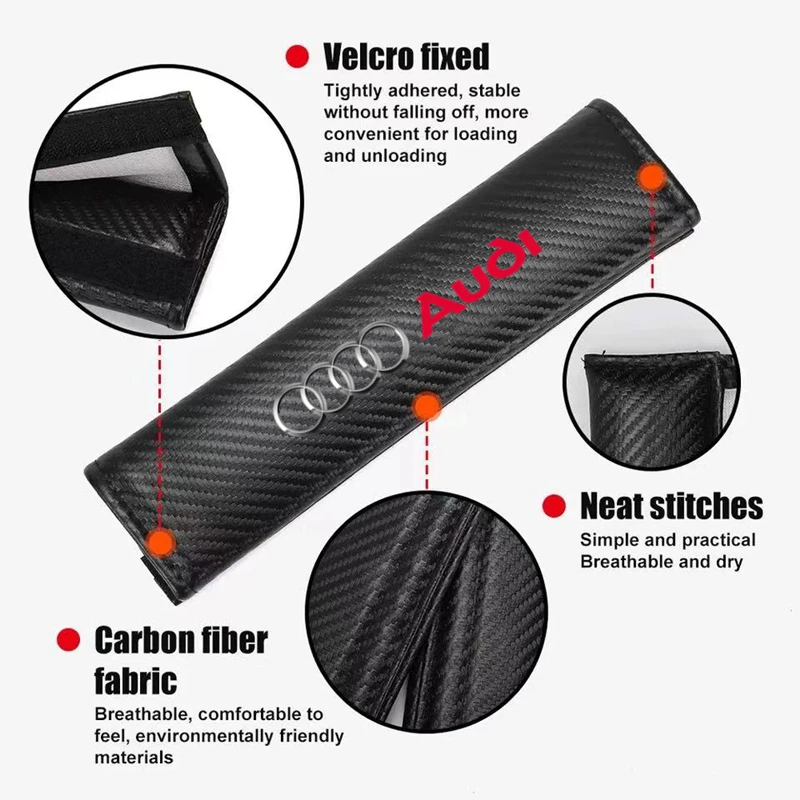 Car Seat Belt Accessory Carbon fiber Seat Belt Pads Shoulder Strap Pad Cover For Audi sport RS A1 A3 A4 B7 B8 A5 A6 A7 A8 Q3 Q5 Q7 Q8 TT car seat belt accessory