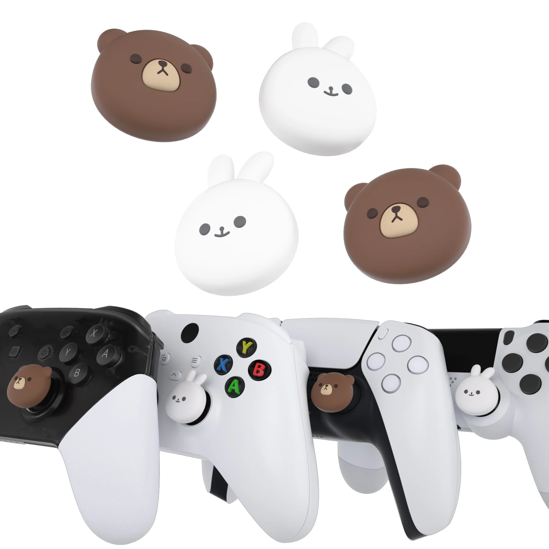 

PlayVital Cute Thumb Grips Joystick Cover Thumbstick Caps for ps5/4, for Xbox Series X/S, for Switch Pro - Animal Series