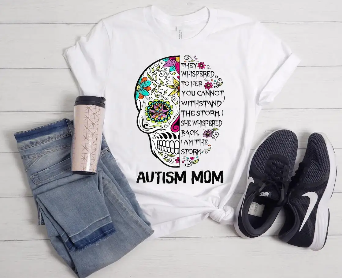 

Autish Mom Graphic Print Tshirt Women'S Clothing Skeleton Watercolor Flowers T Shirt Femme Summer Short Sleeve T-Shirt Female