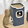 3-tiers Cat Bed winter Pet House Covered Cave with soft mat Large Hideaway Cat Tent with Fluffy Ball Hanging 3