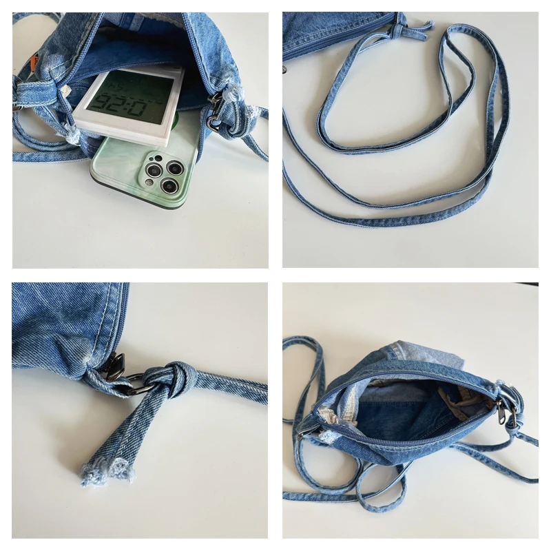 Patchwork Denim Women's Bag New Jeans Pocket Canvas Shoulder Bag Cowboy Handbags Small Messenger Bag Y2K Eco Bag Korean Satchels