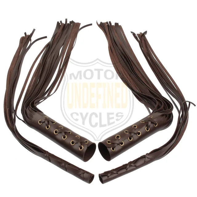 Motorcycle Universal Leather Handlebar Grip Tassel W/ Clutch