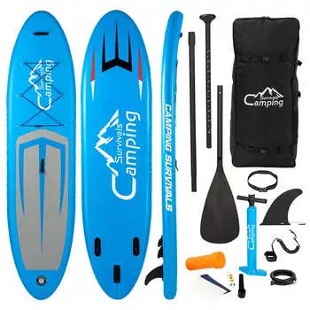 Neue Aufblasbare Stand Up 11ft Paddle Board Mit Abnehmbare Fin Surfbrett Sup Zubehör (Blau Grau) 1