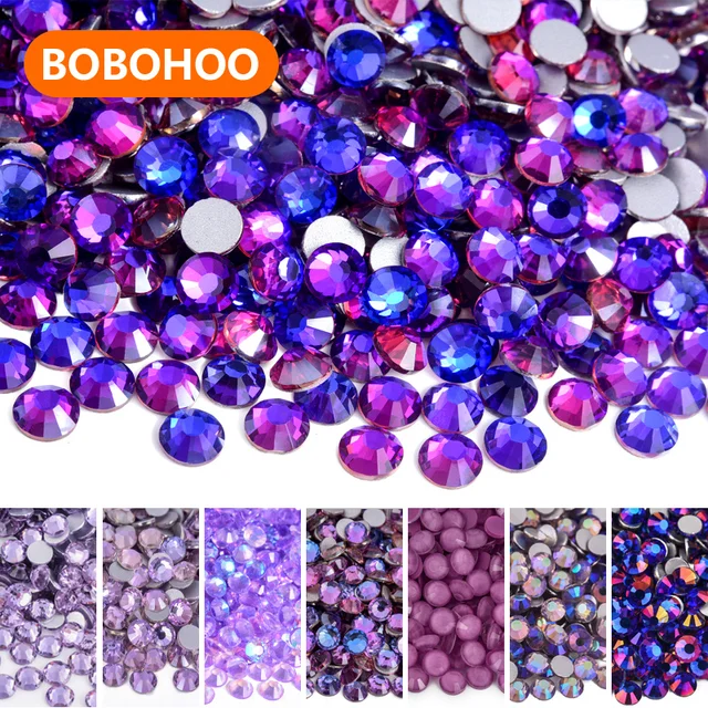 Purple Velvet Mix Size Non Hotfix Rhinestone стразы Glitter Rhinestones Crystal Strass Diamond Nail Charms Nail Art Decorations