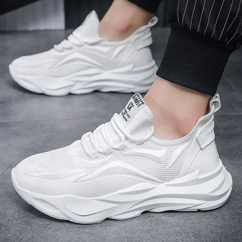 Men's Casual Sneakers 2024 Summer Black Men Sneakers Fashion Mesh Thick Sole Basic Breathable Wear-resistant Running Shoes Man 3