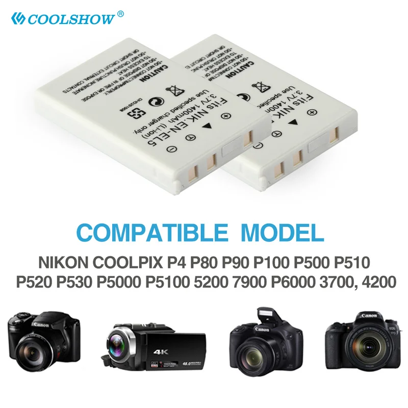 EN-EL5 ENEL5 EN EL5 Battery for Nikon Coolpix P90 P100 P500 P510 P520 530 P5000 P5100 5200 7900 P6000 1400mAh Camera Batteries - 5