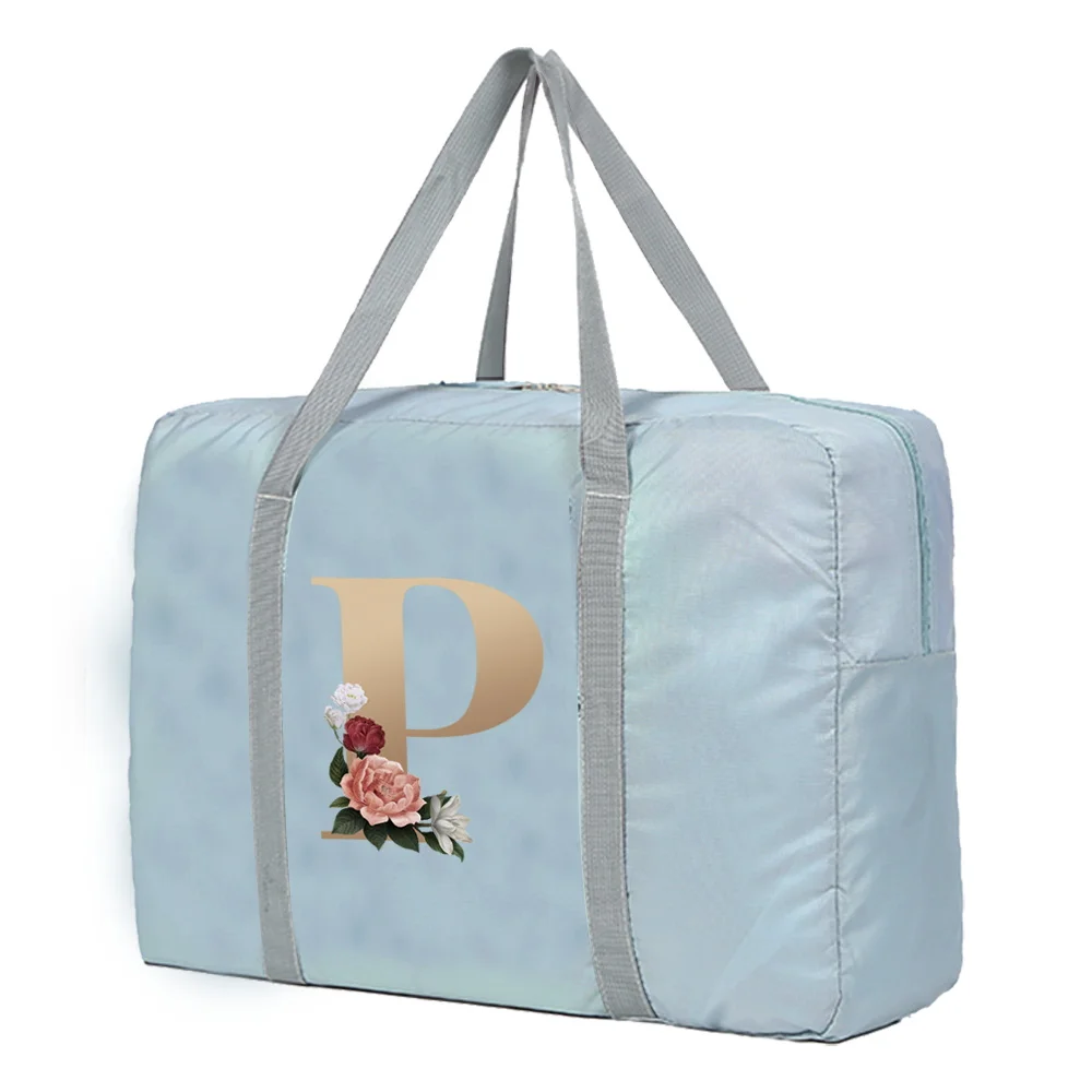 Large Capacity Travel Bag Unisex Organizers Foldable Luggage Handbags  Clothes Storage Duffle Carry on Bags Gold Lettern Series