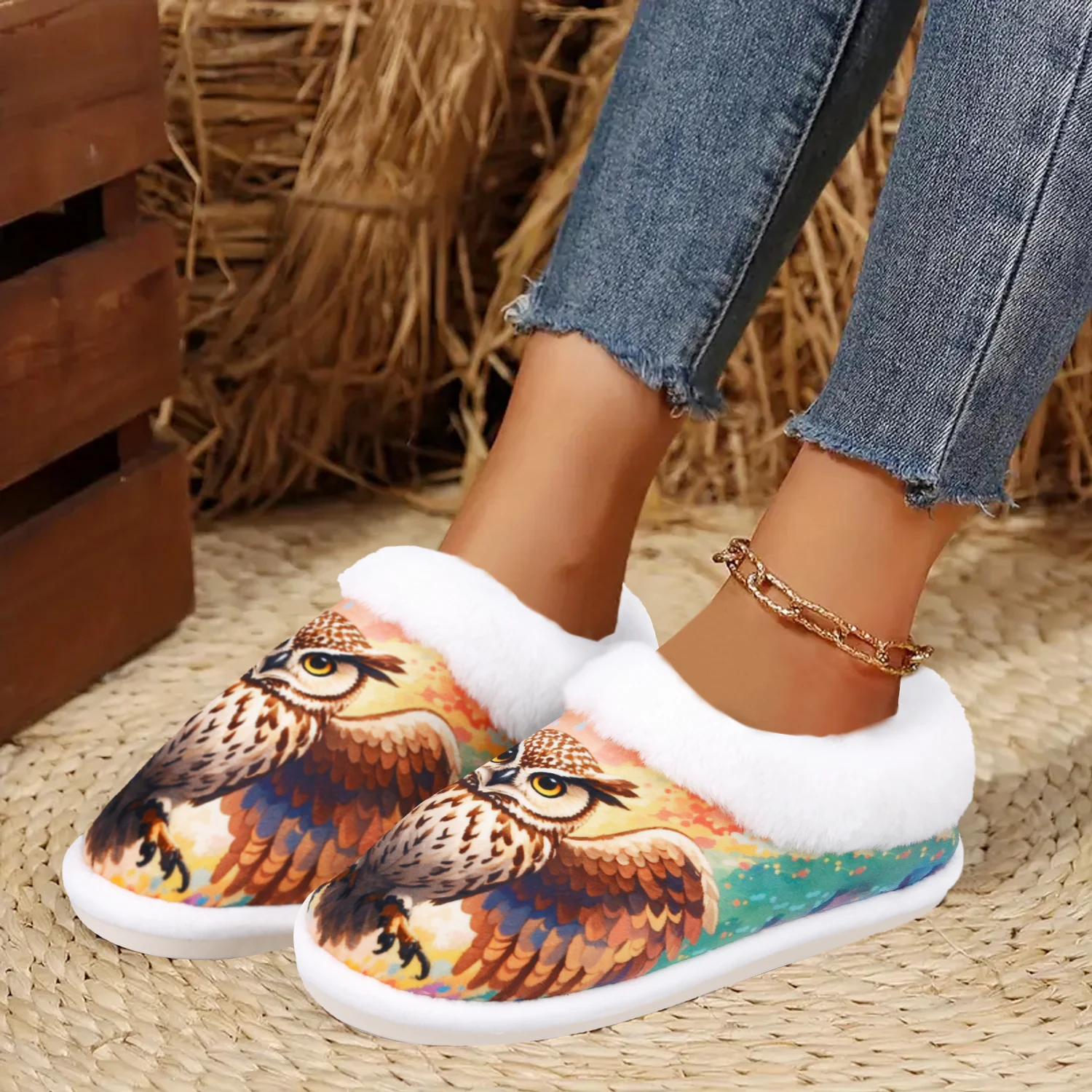 Owl House Slippers for Woman, Soft Memory Foam Womens Slippers Indoor/Outdoor, Comfy Fuzzy Slippers for Woman,Rubber Non-Slip 4