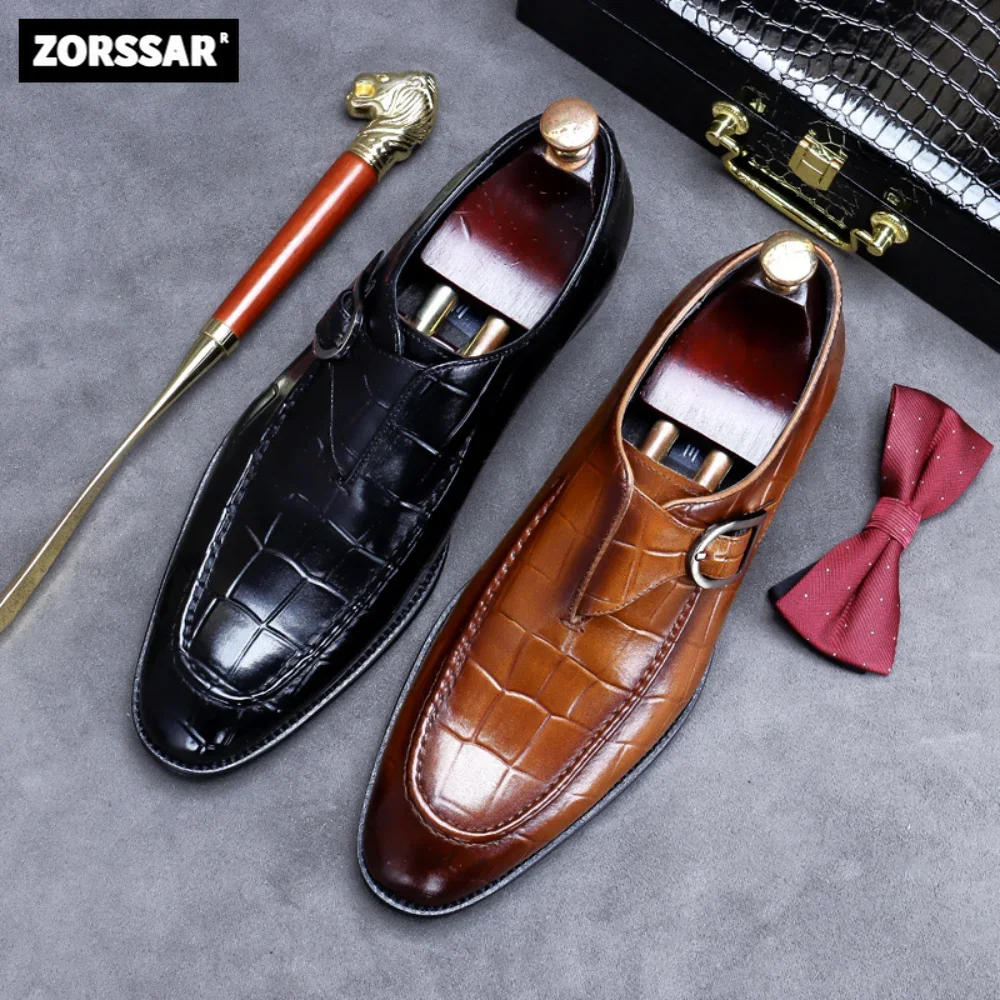 

Men's Casual Business Leather Shoes Mens Buckle Square Toe Dress Office Flats Men Fashion Wedding Party Oxfords EU Size 37-46