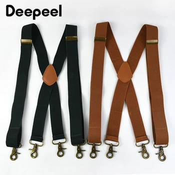 Deepeel 3.5*120cm Men's Adult Suspender X-Type Braces 4 Clips Hook Buckles Adjust Strap Elastic Belt Suspenders for Male Pants 1