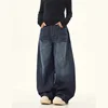 New Vintage Design Bend Knife Jeans Wide Leg Scythe Pants Loose Fit Floor Length Men Women Autumn Winter Versatile Casual Jeans