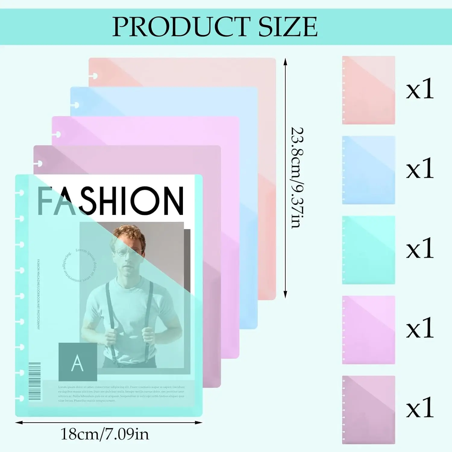 5Pcs Discbound Dividers with Pockets Discbound Notebook 7x9.25'' 9 Disc Bound Planner Inserts Pocket Plastic Index Dividers - 5