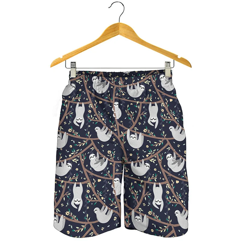 

Cute Sloth Pattern Beach Shorts For Men 3D Printed Animal Oversized Surf Board Shorts Kids Summer Quick Dry Swimming Trunks