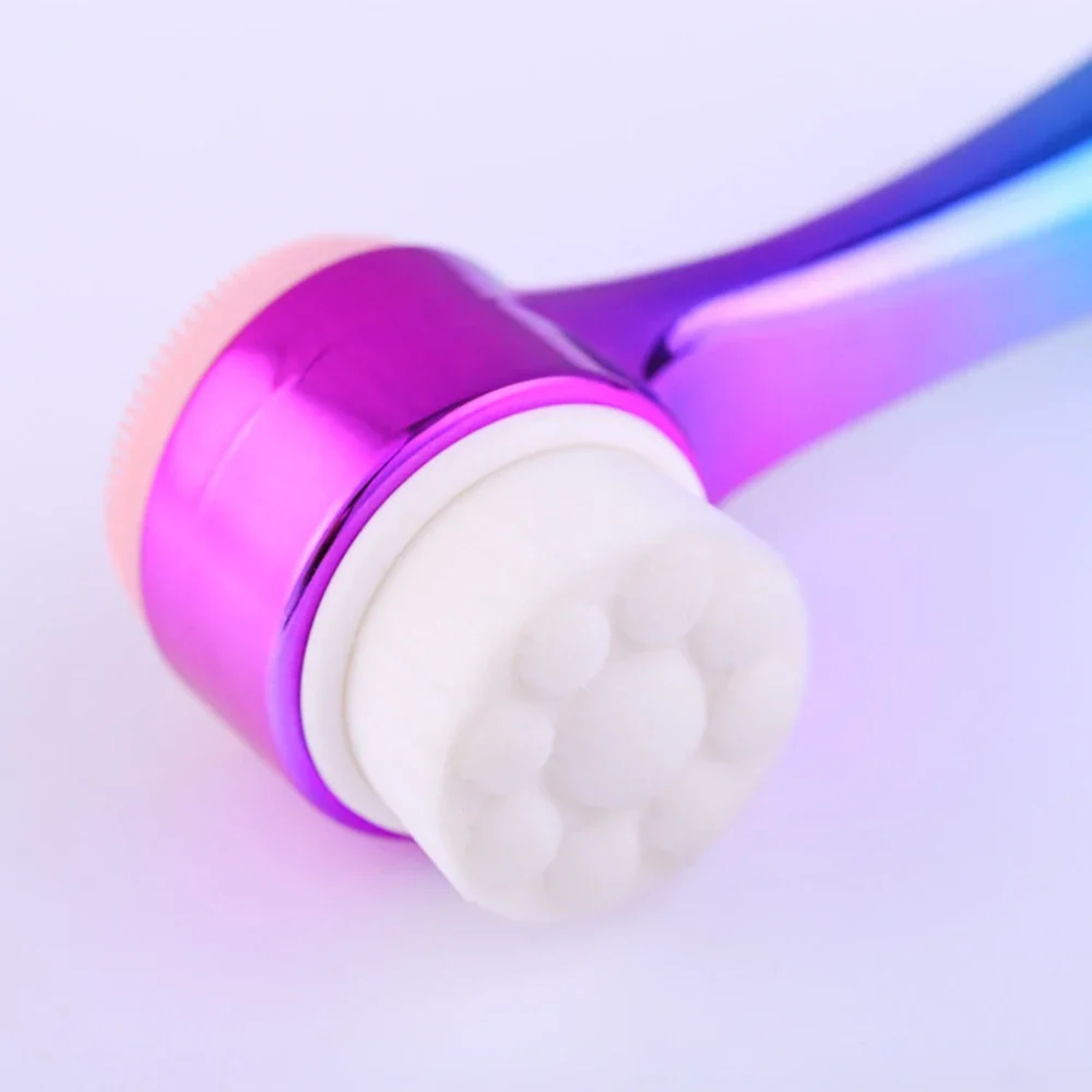 2 In 1 Gradient Facial Cleansing Brush Face Pore Exfoliatoring Blackhead Removal Cleanser Massage Brush Double-Sided Clean Tools