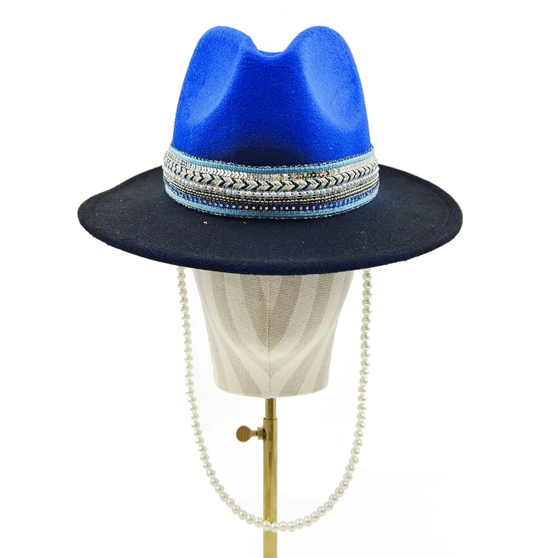 Kette Punk Strohhut neue Sonnenhut Goldkette Zubehör Jazz Hip Hop Sommer hut Punk-Stil Strand hut Kirchen hut – Detail 30